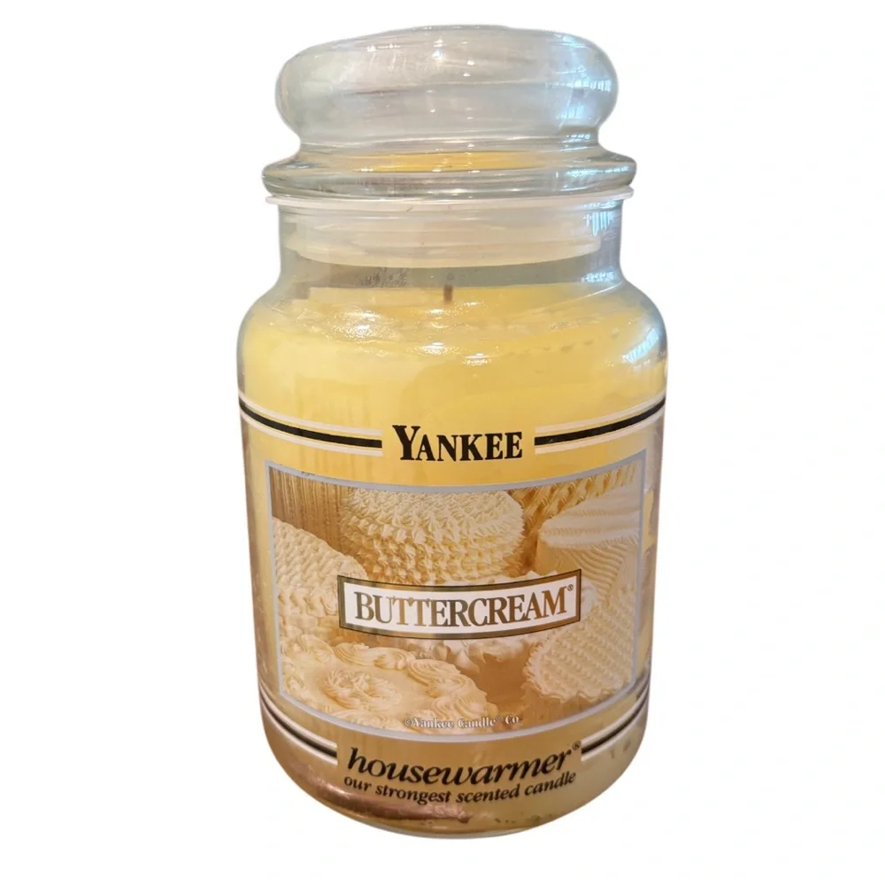 Yankee Candle Jar Buttercream Rare Vintage Black Band Retired Cream Yellow 22 Oz